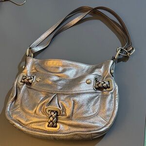 B Makowsky Leather Silver Bag